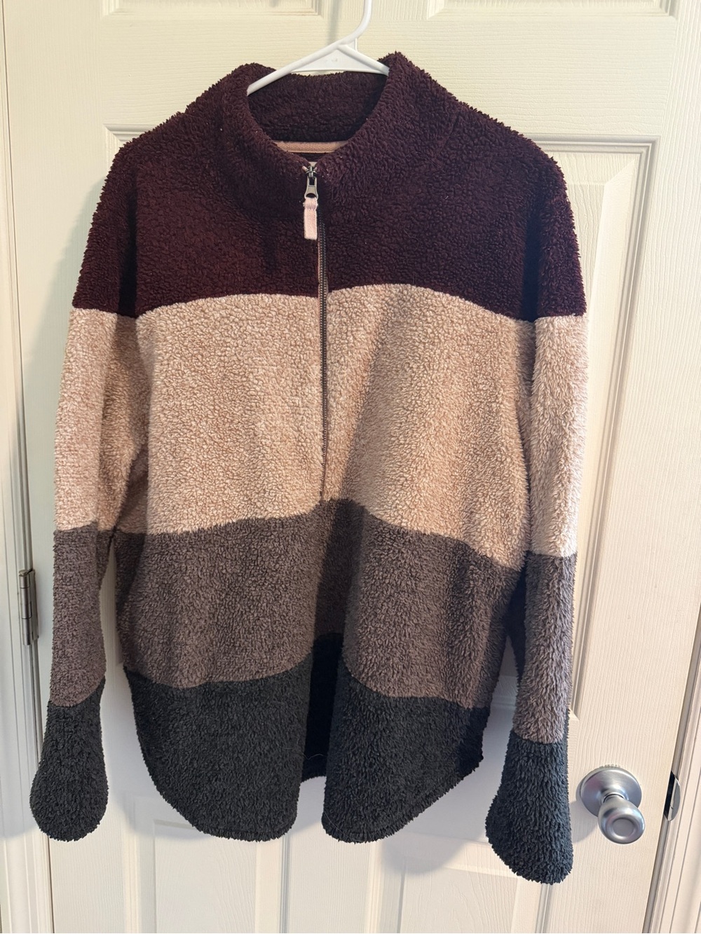 Cozy Colorblock Sherpa Quarter-Zip Sweater